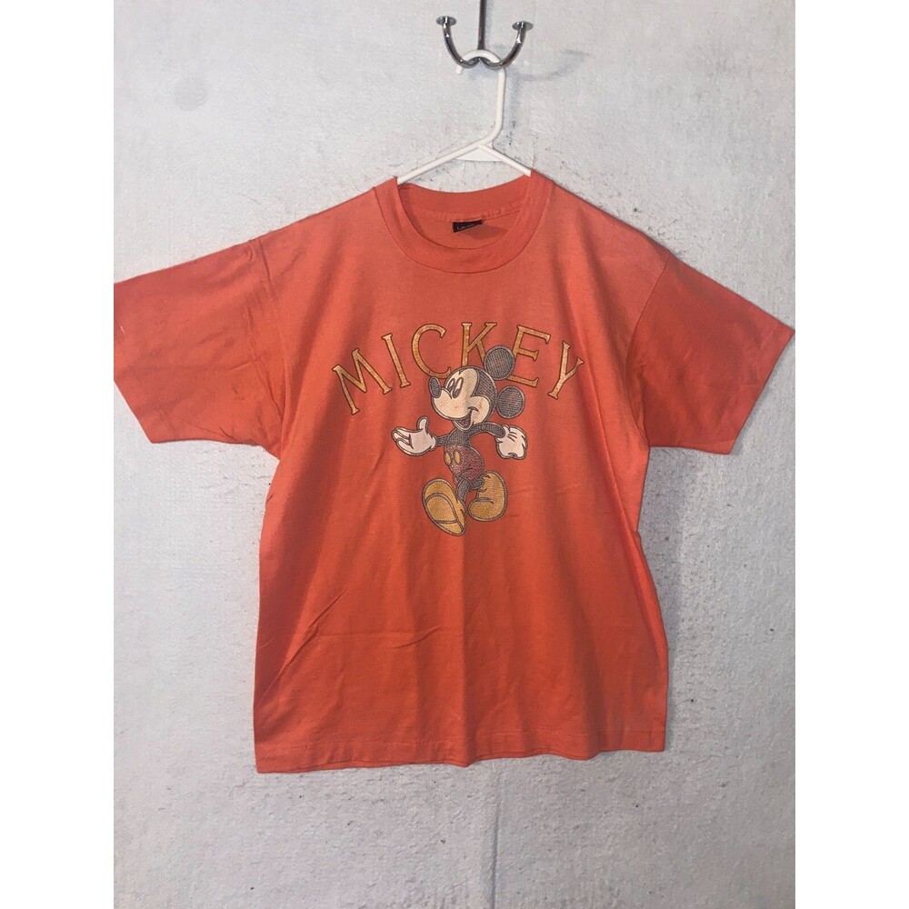 Vintage Walt Disney Mickey Mouse T Shirt Single Stitched Super Soft Size L Red